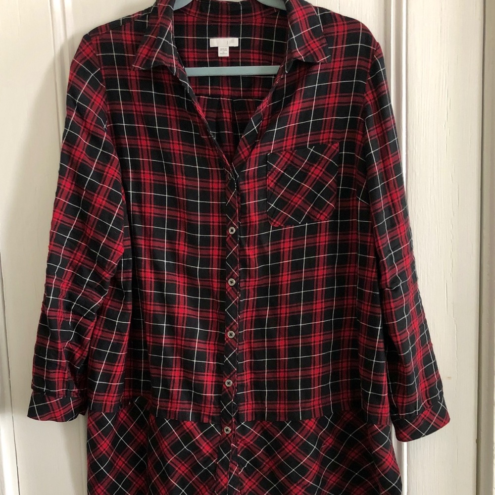 Plaid shirt with ruffle detail